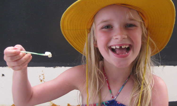 Smoke free indoors Girl eating icecream
